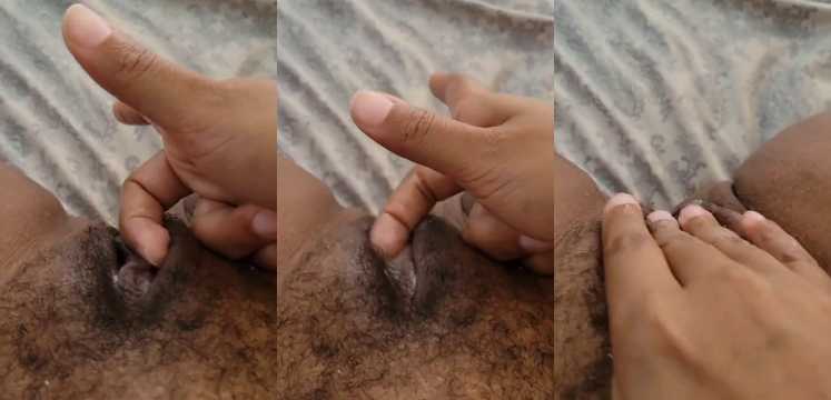 Rubbing sexy black pussy