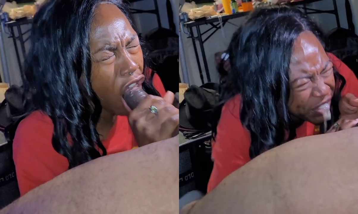 Black Mom Sucking Dick and Got cum in her mouth